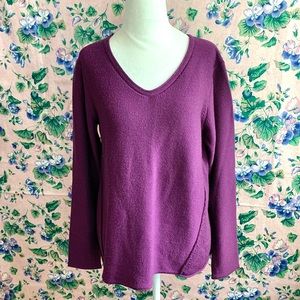 Eileen Fisher Merino Wool V Neck Sweater Purple PM MED